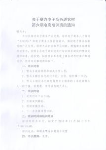 關(guān)于舉辦電子商務(wù)進農(nóng)村第六期電商培訓(xùn)班的通知